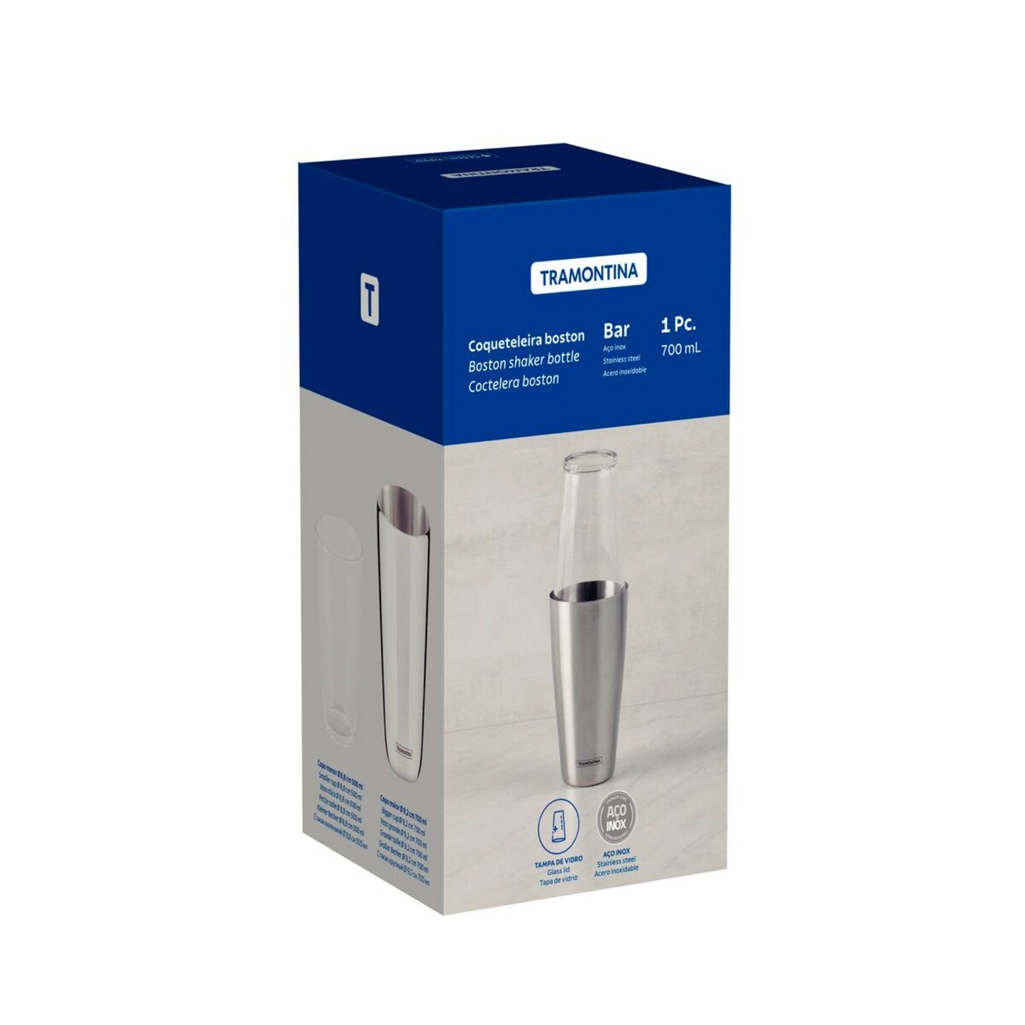 Coctelera Boston con tapa de vidrio