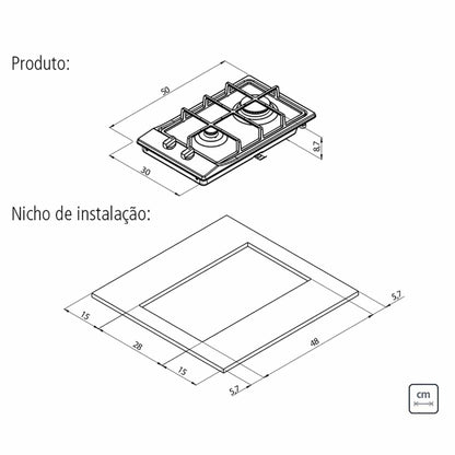 Placa de Cocción Gas Domino 2GX