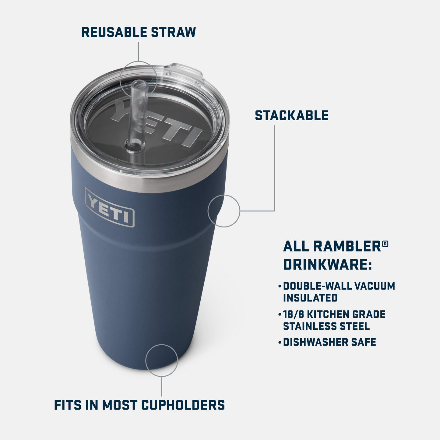 26 oz Stackable Cup with Straw Lid
