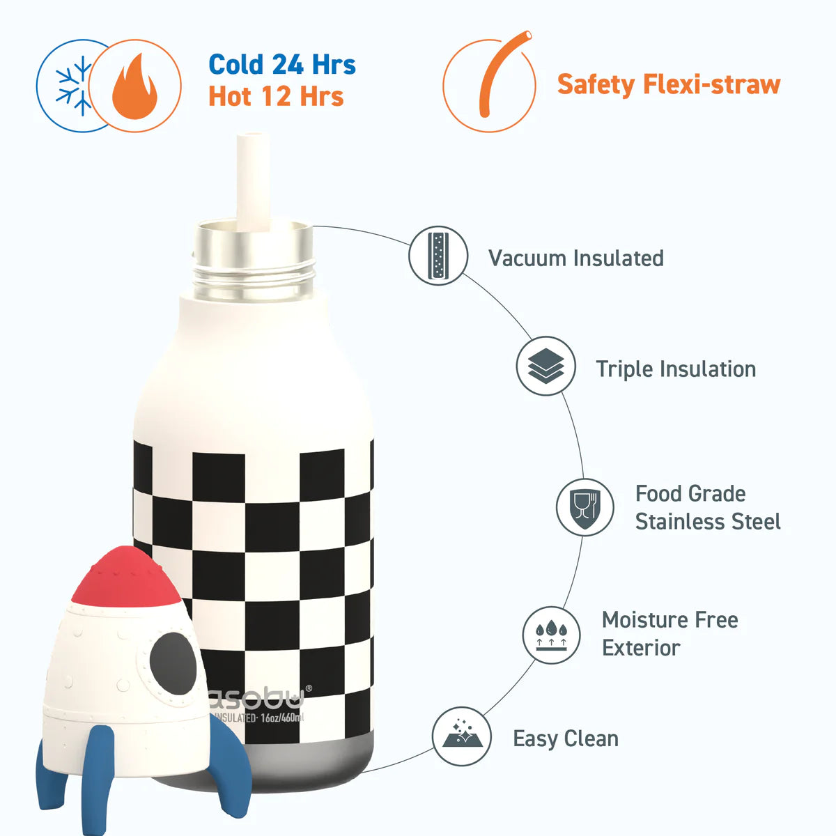 Rocket Checker Bestie Bottle - Cohete