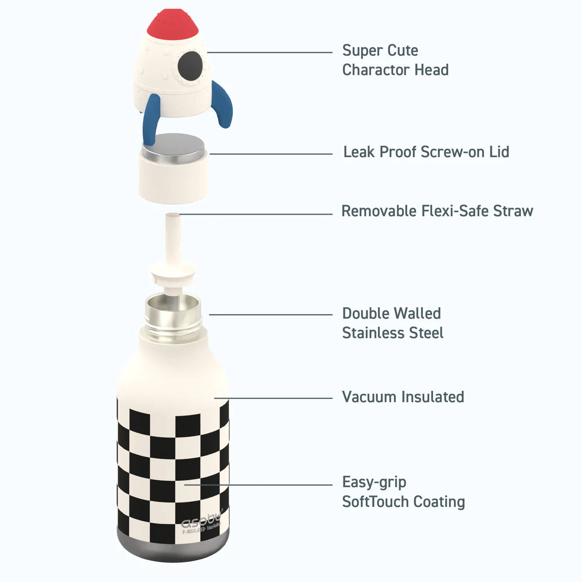 Rocket Checker Bestie Bottle - Cohete
