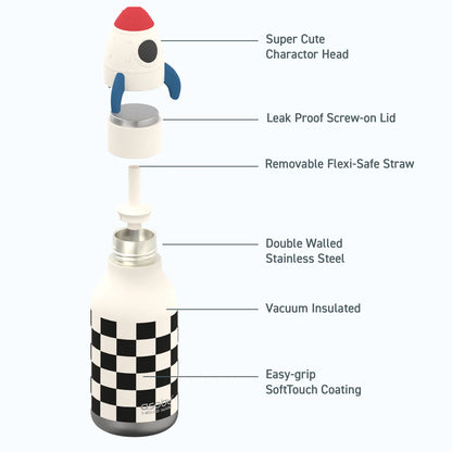 Rocket Checker Bestie Bottle - Cohete