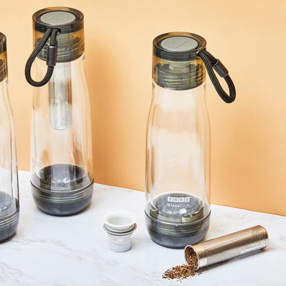 Botella con interior de vidrio e infusor de té